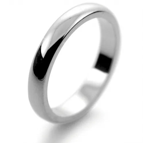 D Shaped Platinum 3mm Heavy Wedding Ring 